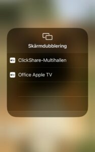 ClickShare iOS välj bildskärm